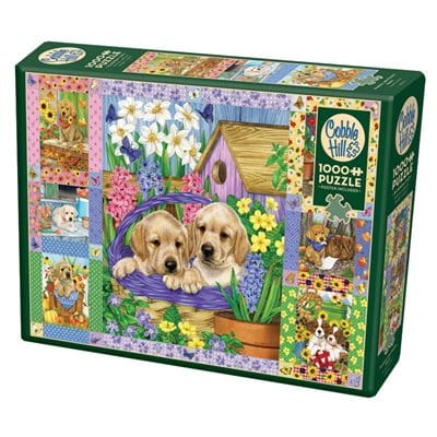 1000pc Puppies and Posies Quilt Puzzle image 0